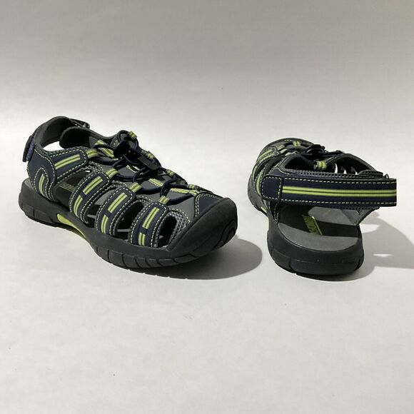 Khombu Sandals Kids Size 2 Gray Green Accents Dillon Breathable Closed Toe - Picture 3 of 11